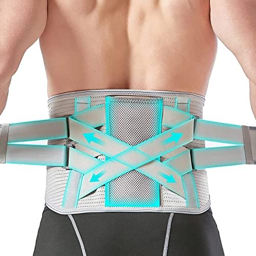 New Upgrade Lower Back Brace for Women & Men- Adjustable Compression Lumbar Support Back Brace for Lower Back Pain- Back support Belt for Heavy Lifting (XL, Grey)