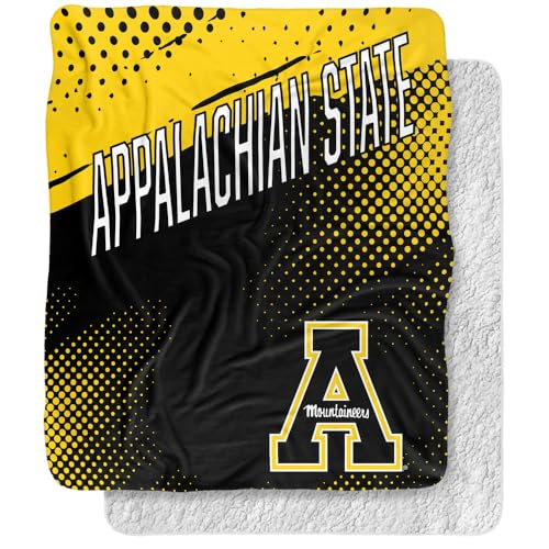 LOGOVISION Appalachian State University Fan Zone Silky Touch Sherpa Back Super Soft Throw Blanket 50"x60"