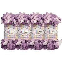 Alize Puffy Color Baby Blanket Yarn Lot Of 4skn 400gr 39.3 Yds 100% Micropolyester Soft Yarn Hand Knitting Yarn (6075