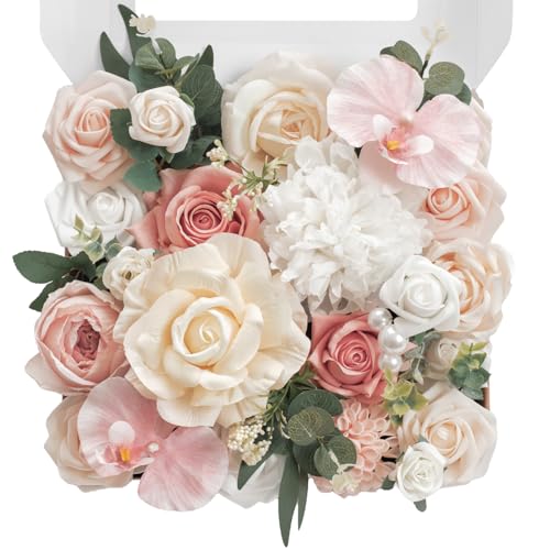 TINGE TIME Artificial Flowers Combo Mix Silk Flowers Pink Roses