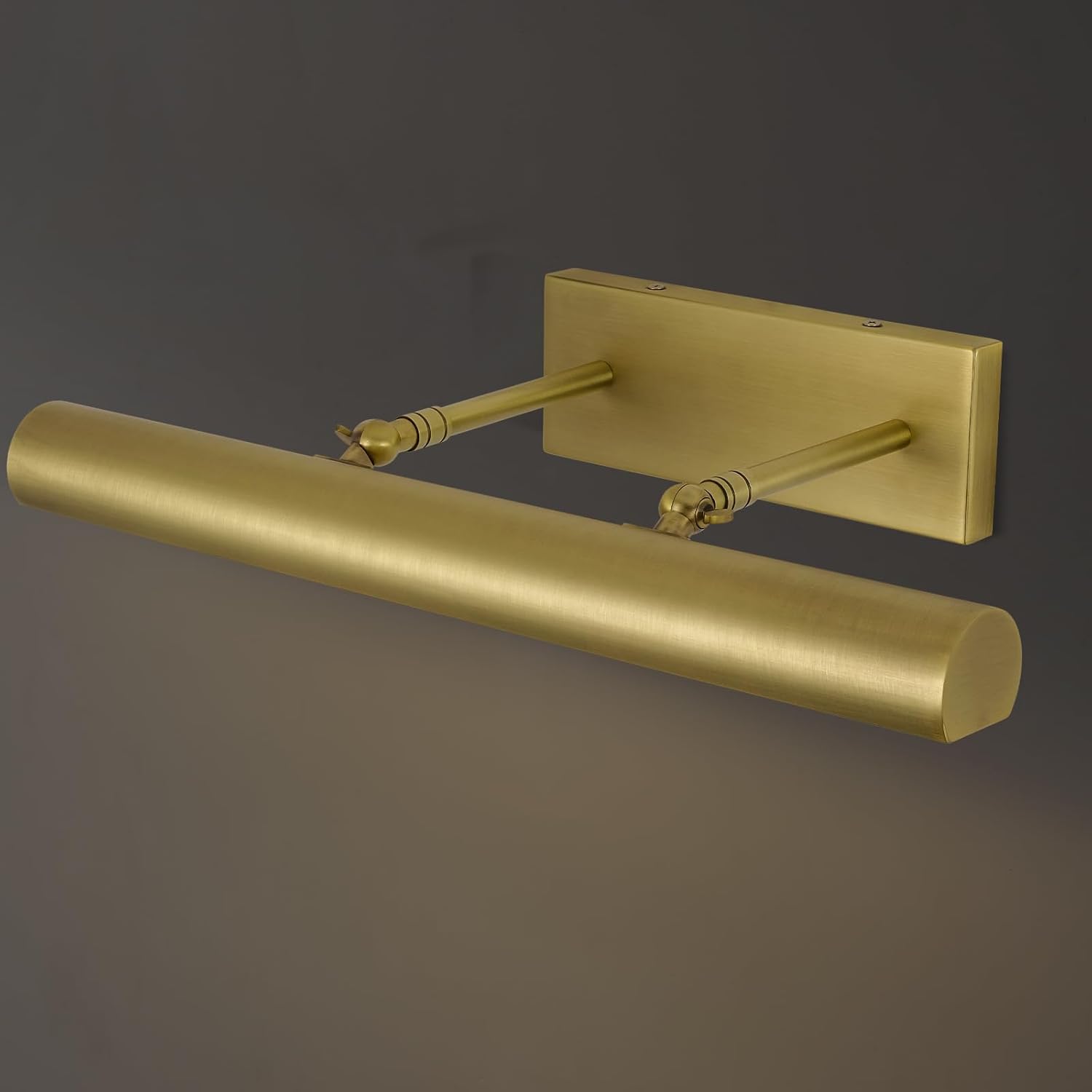 picture light, 18inch brass picture lights for wall,hardwired brushed gold picture lights,270° rotatable wall lights for pictures, 3-light picture frame light for painting display artwork portrait brass 18in-picture lights