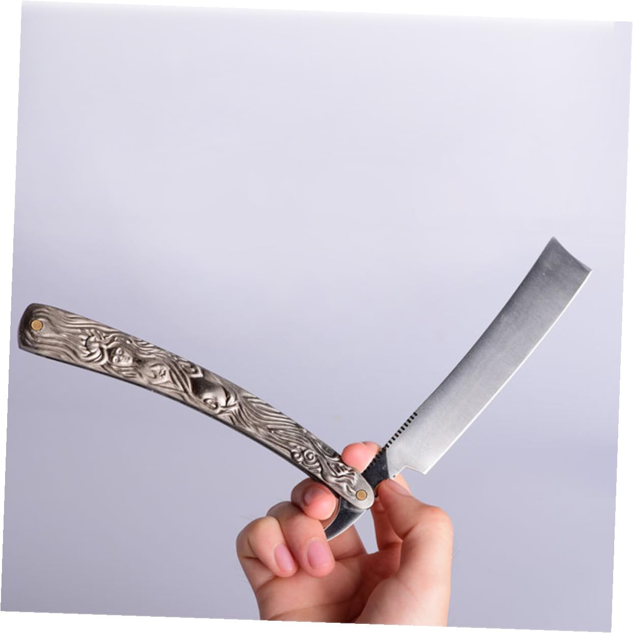 Manual Shaver Old Style Metal Beard Razor Single Edge Straight Razor for Face and Hair Shaving Traditional Barber Tool for Men Style