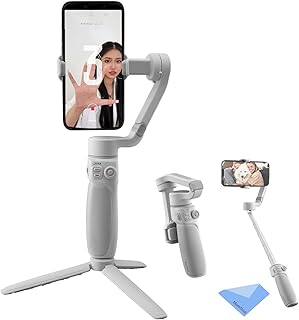 حامل موبايل جيمبال سموث Q4 محمول وقابل للطي من زيون، ب 3 محاور وعصا تمديد مدمجة، لموبايلات اندرويد وايفون 13 12 11 برو ماكس، مثبت لعمل الفلوجز وفيديوهات اليوتيوب والتيك توك، أبيض