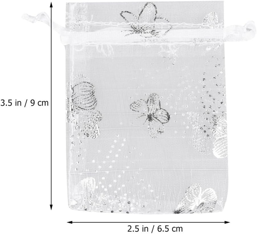 Operitacx Organza Drawstring Bags with Ribbon White 50pcs for Jewelry Packaging and Candy Storage, for Traveling and Party Favor Bags