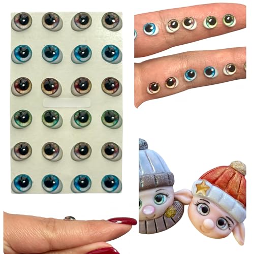 343-7: 12 of 7mm Pairs of 3D Resin Eyes (Brown, Blue & Green) – Adhesive & Self-Adhesive for Crafts, Clay, Polymer, EVA, Cold Porcelain,Sculpture, Felt, Plaster, Paper, Fantasy Eyes, Ceramics & More
