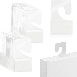 400 Pcs Adhesive Hang Tabs, Clear Plastic Hang Tags for Store Retail Dispaly Merchandising, 1.65 x 1.06 Inch Sticky J-Hook Hanging Tabs