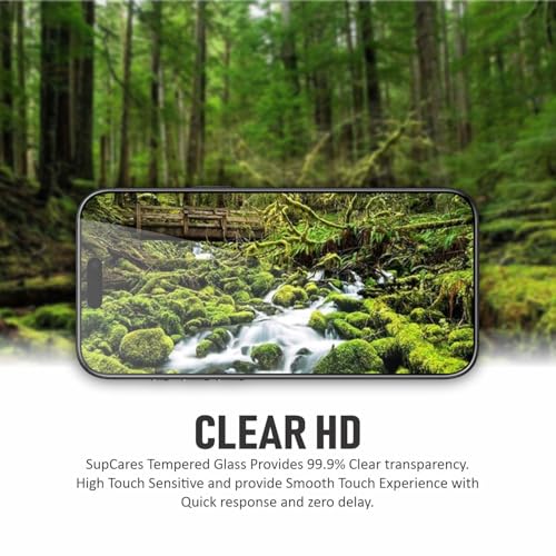 Image of SupCares Tempered Glass for iPhone 16 Pro (6.3 Inch) With Installation Kit | 9H Edge to Edge Screen Protector | Black