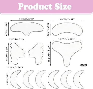 11PCS Anti Wrinkle Patches for Wrinkles Smoothing & Anti-Ageing, Reusable Silicone Anti Wrinkle Patches for Women Smooth Forehead Eye Mouth Neck Chest Skin Care