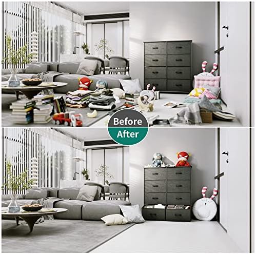 YITAHOME Chest of Drawers, Cationic Fabric 8-Drawer Storage Organizer Unit for Bedroom Living Room Closet, Sturdy Steel Frame, Easy Pull Fabric Bins & Wooden Top, Fabric Dresser