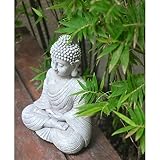 zenggp Ozdoba ogrodowa siedzący Budda efekt kamienia Zen zewnętrzny wewnątrz statuetka dekoracja domu
