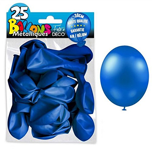 25 BALLONS BAUDRUCHES - DECO SALLE - Haute qualité - Garantie air et hélium (BLEU MARINE)