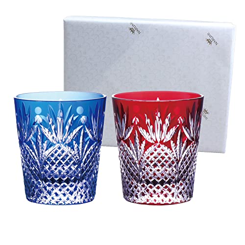 Narumi Vaso Rock Glass, Par, 270 ml, Azul y Rojo
