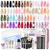 PEACECOLOR 51Pcs Kit Unghie Gel Completo con lampada U V Fresa per Unghie,24 Colori Gel Ricostruzione Unghie Poly Unghia Gel con Base & Top Coat Nail Art per Principianti e Professionisti