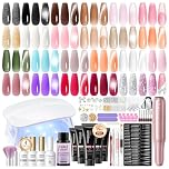 PEACECOLOR Poly Nagelgel Set mit UV Nagellampe, 24 Farben Nagelverlängerung Cat Eye Effekt Poly Nagelgel Starter Set Slip Solution Maniküre Werkzeuge