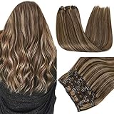 RUNATURE Clip in Extensions: Edelstahlclips, einfach zu tragen, die Haarspangen sind mit einer Schicht aus weichem Gummi überzogen, um Ihre Kopfhaut vor Beschädigungen zu schützen, und die Clips sind bereits befestigt und einfach zu tragen. Der Clip verwendet die Farbe, die der Haarfarbe am nächsten kommt. Niemand kann dein Geheimnis finden!