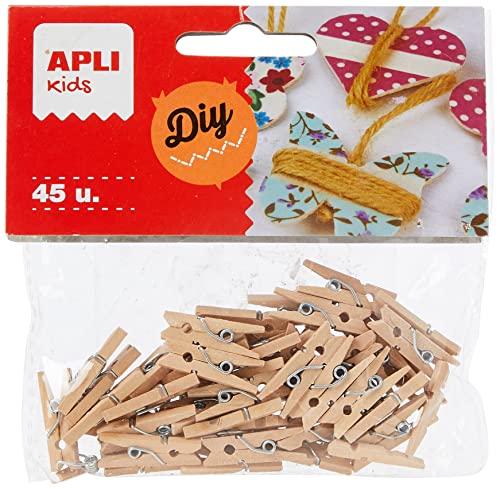 APLI 13478 - Mini Pinces en Bois Naturel 45 Unités Cover