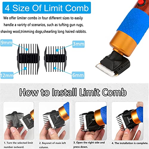 Hcdmre Carpet Trimmer Tufting Carving Tools Clippers, Electric Clippers For Rug Gun Making Kit Tools, With Blade Lubricating Oil And Shears, 200W Red #TOP3