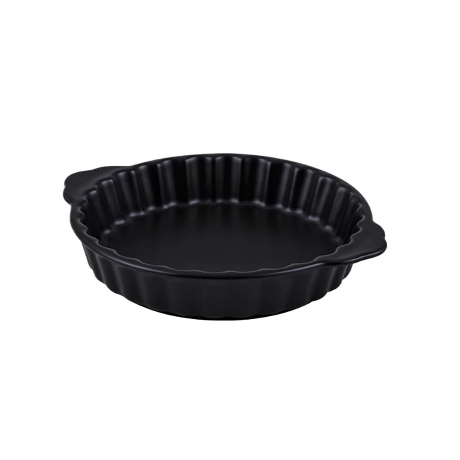 Plat Four Plat de Cuisson en céramique créatif avec Bordure en Dentelle et poignées Plat Gratin(Noir,Moyen)