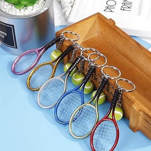 Zhhuoc Joli porte-clés de tennis de voiture, bijou bleu pour raquette de tennis, parfait pour les joueurs de tennis, les entraîneurs de voitures, les équipes de tennis, accessoires de porte-clés – vue 4