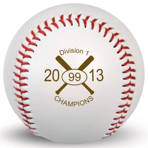 ChalkTalkSPORTS Personalized Baseball - Custom Crossed Bats Design, Engraved with