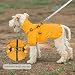 Regenmantel für kleine und mittelgroße Hunde, wasserdichte Regenjacke mit integriertem Geschirr für nasses Wetter, leicht zu tragen, reflektierender Zupf, Gelb, Größe XL