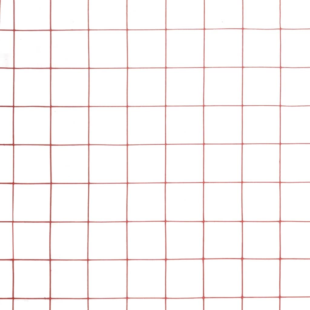 Homgoday Alambrada de gallinero Acero Revestimiento PVC Rojo 10x1,5 m Alambrada gallinero galvanizada Recubrimiento Cerca de Alambre, alambrada metálica, Rollo de Alambre de Malla