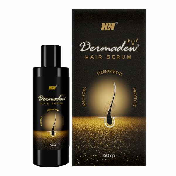 H & H Dermadew Hair Serum - 60 ml Trichogen Hair Growth Solution, Anti-Hair Loss Treatment, Aqueous Base, Non-Sticky Formula with Ginseng, Pterocarpus Extract, Amino Acids for Alopecia, Hair Loss Prevention-image-15
