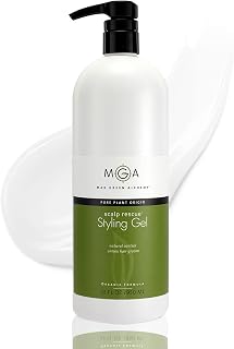 MGA Vegan Hair Styling Gel - Scalp Rescue Organic Formula for Flexible & Natural Hair Style | Curly Hair Products for Men & Women Provides Frizz Control | Alcohol Free & Color Safe Hair Gel | 32 Fl Oz