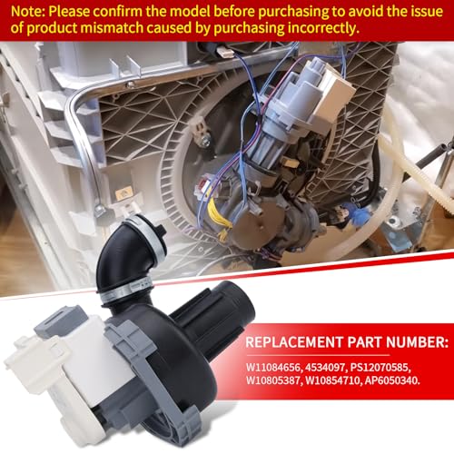 W11084656 Dishwasher Circulation Pump for Whirlpool Kenmore KitchenAid Dishwashers Pump Motor Assembly Replaces# AP6050340 PS12070585 W10805387 4534097 W10854710 by Fit4drive - Image 3