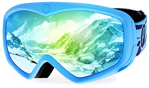 picador Ski Snowboard Goggles OTG with Anti-Fog UV400 Protection Lens Snow Goggles for Youth Teenagers Kids Girls Boys(Blue)