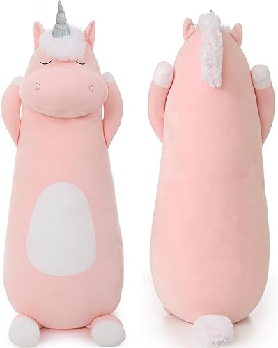 Vista 38 de MorisMos Almohada grande con forma de unicornio, 36.2 pulgadas, peluche de unicornio, almohada súper suave para abrazar para niñas y niños, almohada