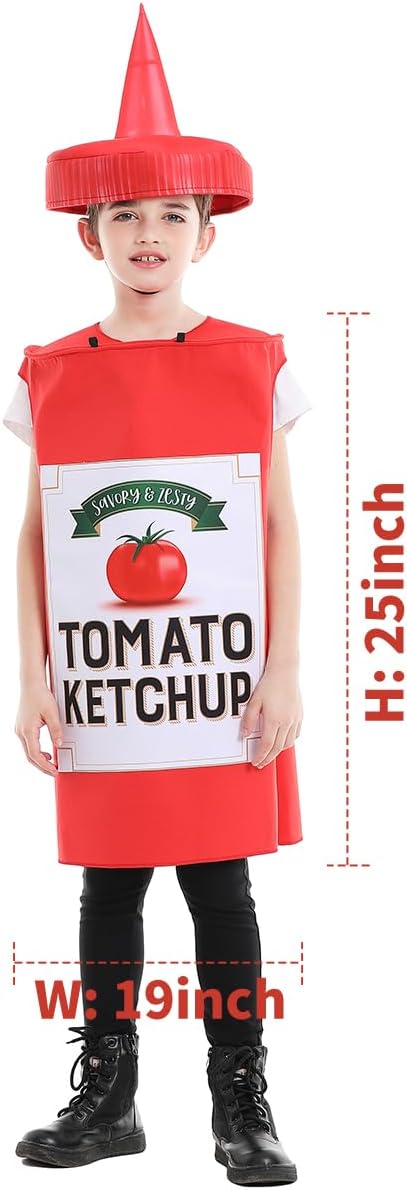 Seasons Mustard Costume Ketchup Cosplay Halloween Costume for Child 4-9 Years