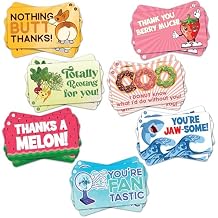 Briston Kudos Punny Thank You Cards 70 Funny Appreciation Cards with Cute Animal and Food Puns Blank Back for Notes Fun Mini Cards for Employee Teacher Coworker Volunteer Student Gift Recognition