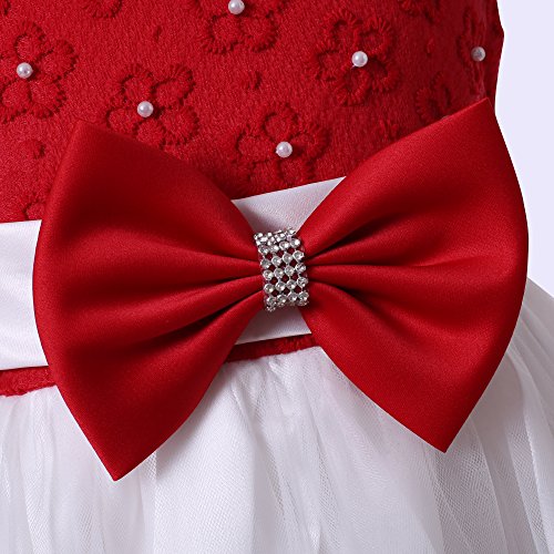 Richie House Little Girls' Sweet Dress With Embroidery And Pearls Rh2140-A-3/4 Red/White #TOP4