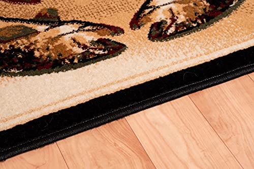 Great American Distributors Hearth Slice Fireplace Rug - Log Cabin Decor, Kitchen Carpet, Accent Rug, For Wood Floors, Fire Resistant Mat, Nature Scene, Fish 2'2" X 3'3" (Green/Beige) #TOP2