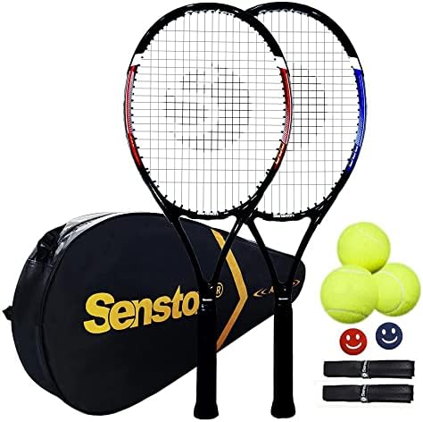 Senston Tennis Rackets for Adults 27 inch Tennis Racquets - 2 Player Tennis Set with 3 Balls,2 Grips, 2 Vibration Dampers