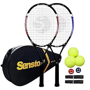 Senston Tennisrackets voor volwassenen 27 inch tennisrackets – 2-speler tennisracketset met 3ballen, 2 grepen, 2 trillingsdempers