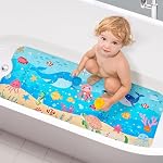 Mats de bain pour Tub Kids, Baby Toddler - Grand tapis de douche antidérapant pour salle de bain cartoon non-dérapante 40x16 Lavable en machine de pouce XL Tapis de salle de bain de grande taille (Whale)