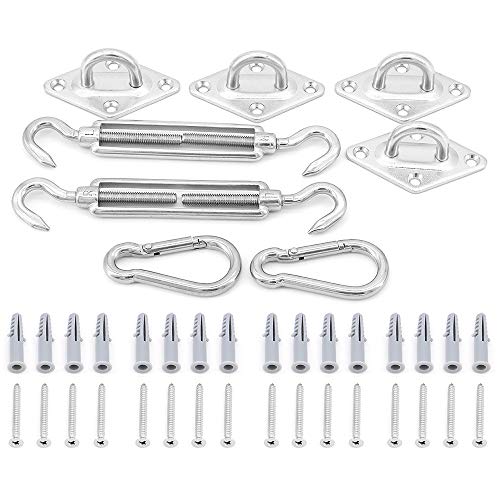 ShawFly - Juego de fijación de Vela para Parasol de Alta Resistencia, Accesorios de Acero Inoxidable, fijación para toldo para una instalación Segura de toldos Cuadrados y Triangulares, 40 Piezas