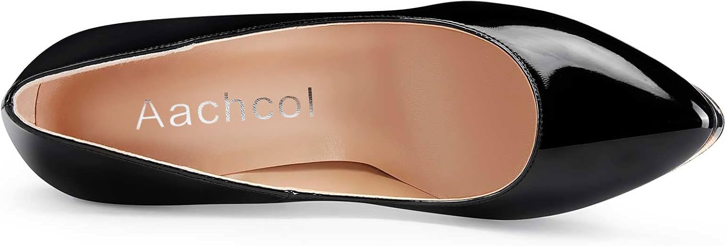 Aachcol Women Platform Stiletto High Heel Pumps Close Pointed Toe Slip-on Shoes Wedding Office Party Dress Classic 5 Inches - Image 4