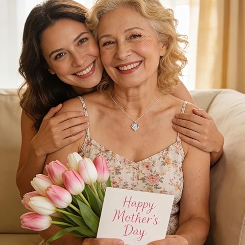 MOOSEA Mothers Day Gifts for Wife Mom - Heart Pendant Necklaces for Women, 1ct Moissanite Necklace Anniversary Jewelry Present for Wife Birthday Gifts for Mom Girlfriend Sister Jewelry Gift