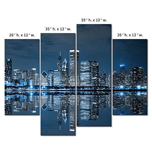 First Wall Art - Chicago Skyline Wall Art Painting Pictures Print On Canvas Blue City The Picture For Home Modern Decoration #TOP7