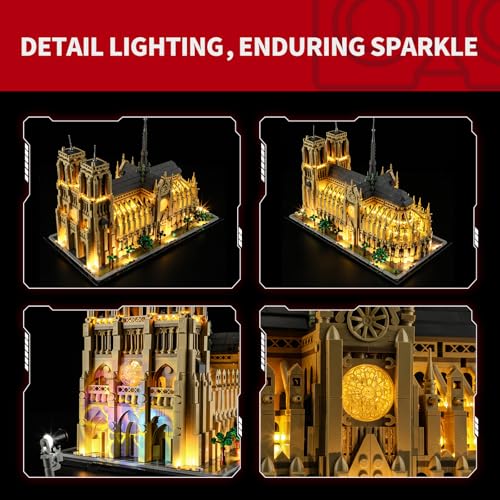 Image of BRIKSMAX Light for Lego Notre-Dame de Paris 21061 (with Projection Light) 21061 - Compatible with Architecture Building Blocks Model - Without Lego Set