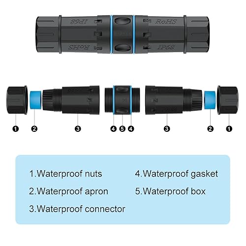 Vista 4 de iwillink Acoplador RJ45 impermeable, acoplador Ethernet impermeable blindado hembra a hembra, conector de cable LAN para exteriores IP68 Ethernet