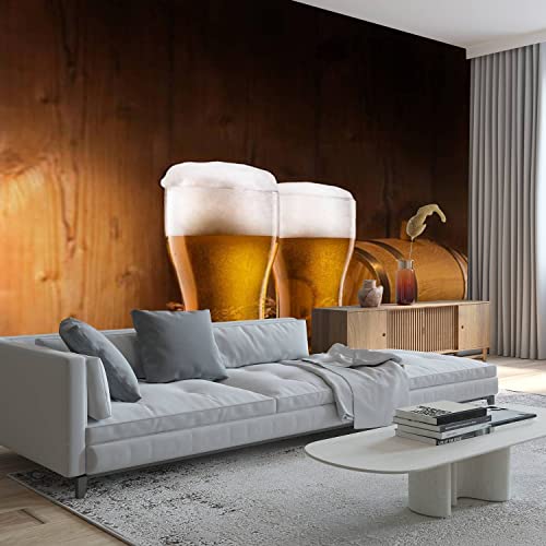 Afwadfwa Modern 3D Removable Wallpaper Self-Adhesive Two Glasses Of Beer Wall Murals Peel And Stick Wall Stickers For Living Room Bedroom Wall Decor #TOP3