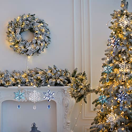 6 Pieces Christmas Snowflake Ornaments Xmas Acrylic Hanging Ornament Crystals Snowflake Decorations 6 Inches Length Snowflake Ornaments With Hooks For Christmas Tree Decorations Crafts (Mixed Colors) #TOP4