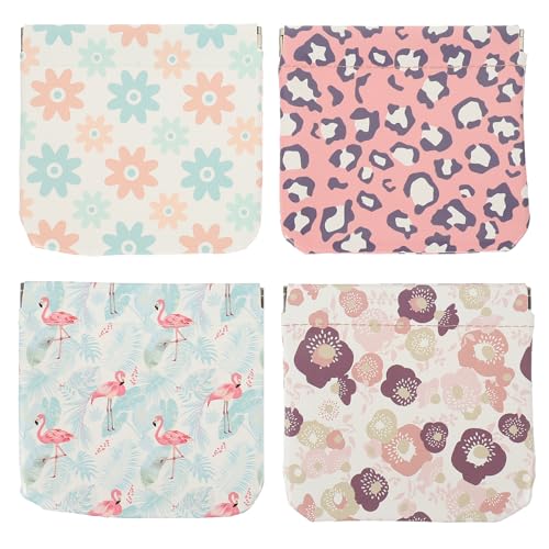 LIFKICH Petite Fermeture Automatique Trousse à Maquillage Portable 4 Pcs en Cuir PU et Rangement de Cosmétiques pour Voyage pour Femmes et Filles