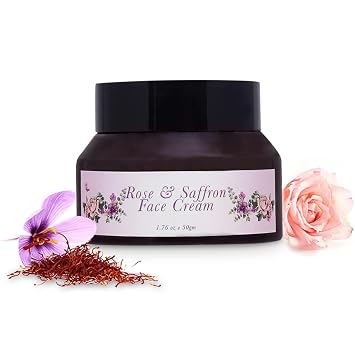 Rose & Saffron Face Cream for fine lines, wrinkles, Patchy Complexion | Essential oils Helps reduce black & white heads, Suitable For All Skin Type | 50g, 1.76 ounce