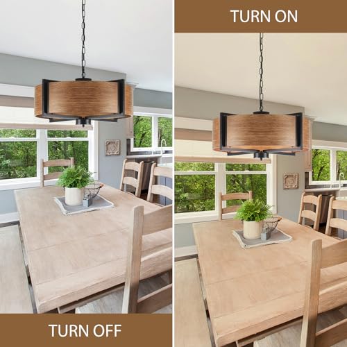 Luupyia 23.62 Inches Drum Chandelier Farmhouse, 6-Lights Large Drum Chandelier Rustic Farmhouse Chandeliers Height Adjustable Large Pendant Light for Dining Room Table Kitchen Island Bedroom Foyer E26 by Luupyia - Used condition - Image 8