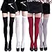 HDE Women's 4-Pack of Solid Color Opaque Sexy Thigh High Stockings Socks (One Size)